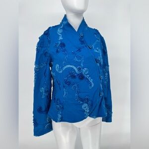 Y2K Blue Blazer Size Small Quilted 90’s Button Front Jacket